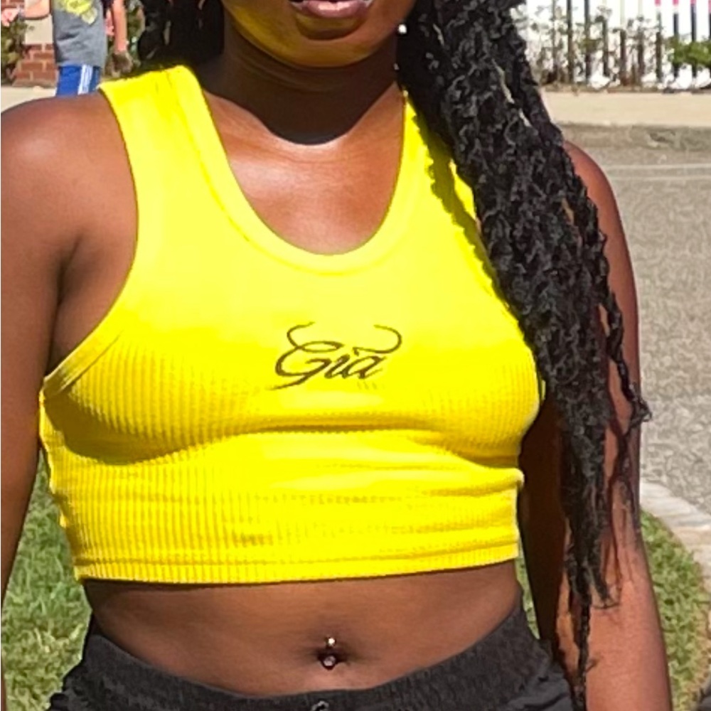 I.am.gia yellow cropped tank top